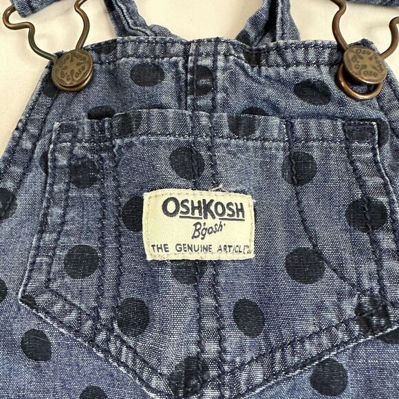 OshKosh B'Gosh Denim Blue Jean Overalls Polka Dot Size 18M 100% Cotton Vestbak - Picture 7 of 12